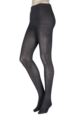 Ladies 1 Pair Elle Ribbed Bamboo Tights - Charcoal Twist