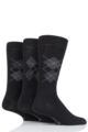 Mens 3 Pair Farah Classic Plain Bamboo and Patterned Socks - Black / Charcoal Argyle