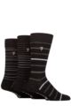 Mens 3 Pair Farah Luxury Bamboo Stripe Plain and Argyle Socks - Black / Charcoal