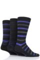 Mens 3 Pair Farah Luxury Bamboo Stripe Plain and Argyle Socks - Black / Purple