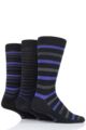 Mens 3 Pair Farah Classic Plain Bamboo and Patterned Socks - Black / Purple