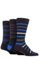 Mens 3 Pair Farah Luxury Bamboo Stripe Plain and Argyle Socks - Navy / Blue
