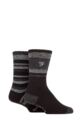 Mens 2 Pair Farah Brushed Inner Boot Socks - Black / Charcoal / Grey