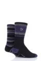 Mens 2 Pair Farah Brushed Inner Boot Socks - Black  /  Charcoal  /  Purple