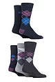 Mens 5 Pair Farah Patterned Striped and Argyle Cotton Socks - Argyle Navy