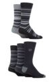 Mens 5 Pair Farah Patterned Striped and Argyle Cotton Socks - Stripe Black / Charcoal