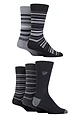 Mens 5 Pair Farah Patterned Striped and Argyle Cotton Socks - Stripe Black / Charcoal
