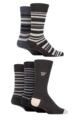Mens 5 Pair Farah Patterned Striped and Argyle Cotton Socks - Stripe Brown