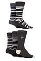 Mens 5 Pair Farah Patterned Striped and Argyle Cotton Socks - Stripe Brown