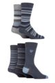 Mens 5 Pair Farah Patterned Striped and Argyle Cotton Socks - Stripe Denim