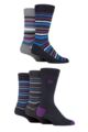 Mens 5 Pair Farah Patterned Striped and Argyle Cotton Socks - Stripe Navy