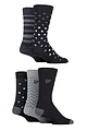 Mens 5 Pair Farah Patterned Striped and Argyle Cotton Socks - Pattern Black / Charcoal