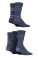 Mens 5 Pair Farah Patterned Striped and Argyle Cotton Socks - Pattern Denim