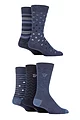 Mens 5 Pair Farah Patterned Striped and Argyle Cotton Socks - Pattern Denim