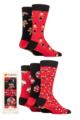 Farah Mens 5 Pair Christmas Novelty Gift Box - Black / Red