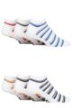 Mens 6 Pair Farah Plain, Patterned and Striped Trainer Socks - Stripe White