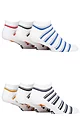 Mens 6 Pair Farah Plain, Patterned and Striped Trainer Socks - Stripe White
