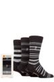 Mens 3 Pair Farah Striped Bamboo Gift Boxed Socks - Black / Charcoal