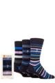 Mens 3 Pair Farah Striped Bamboo Gift Boxed Socks - Navy / Blue