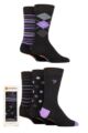 Mens 5 Pair Farah Colourburst Gift Boxed Patterned Socks - Black / Purple Patterned
