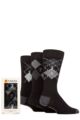 Mens 3 Pair Farah Gift Boxed Argyle Cotton Socks - Black / Charcoal