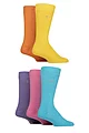Mens 5 Pair Farah Plain, Striped and Patterned Everyday Bamboo Socks - Plain Yellow / Orange / Blue