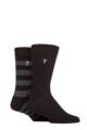 Mens 2 Pair Farah Bamboo Boot Socks - Black / Charcoal
