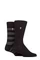 Mens 2 Pair Farah Bamboo Boot Socks - Black / Charcoal