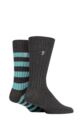 Mens 2 Pair Farah Bamboo Boot Socks - Charcoal / Teal