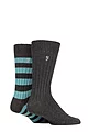 Mens 2 Pair Farah Bamboo Boot Socks - Charcoal / Teal