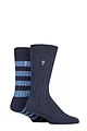 Mens 2 Pair Farah Bamboo Boot Socks - Navy / Blue