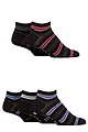 Mens 5 Pair Farah Striped Bamboo Trainer Socks - Black Stripe