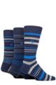 Mens 3 Pair Farah Argyle, Patterned and Striped Cotton Socks - Navy / Blue Stripe