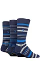 Mens 3 Pair Farah Argyle, Patterned and Striped Cotton Socks - Navy / Blue Stripe