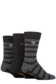 Mens 3 Pair Farah Striped Cushioned Boot Socks - Black / Charcoal
