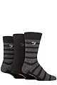 Mens 3 Pair Farah Striped Cushioned Boot Socks - Black / Charcoal