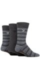 Mens 3 Pair Farah Striped Cushioned Boot Socks - Black / Charcoal Charcoal / Grey