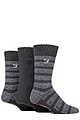 Mens 3 Pair Farah Striped Cushioned Boot Socks - Black / Charcoal Charcoal / Grey