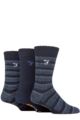 Mens 3 Pair Farah Striped Cushioned Boot Socks - Navy / Blue