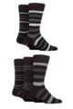 Mens 5 Pair Farah Argyle, Patterned and Striped Bamboo Socks - Black / Charcoal / Grey Stripe
