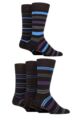 Mens 5 Pair Farah Argyle, Patterned and Striped Bamboo Socks - Black / Purple / Blue Stripe