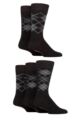 Mens 5 Pair Farah Argyle, Patterned and Striped Bamboo Socks - Black / Charcoal / Grey Argyle