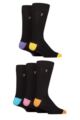 Mens 5 Pair Farah Plain, Striped and Patterned Everyday Bamboo Socks - Contrast Black