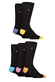 Mens 5 Pair Farah Plain, Striped and Patterned Everyday Bamboo Socks - Contrast Black