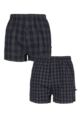 Mens 2 Pair Farah Woven Boxers - Black