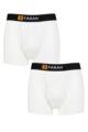 Mens 2 Pack Farah Classic Striped and Plain Bamboo Keyhole Trunks - White