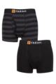 Mens 2 Pack Farah Plain and Striped Cotton Classic Keyhole Trunks - Broad Stripe Black / Charcoal