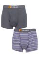 Mens 2 Pack Farah Classic Striped and Plain Bamboo Keyhole Trunks - Charcoal/Purple