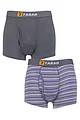 Mens 2 Pack Farah Classic Striped and Plain Bamboo Keyhole Trunks - Charcoal/Purple
