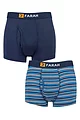 Mens 2 Pack Farah Classic Striped and Plain Bamboo Keyhole Trunks - Navy / Blue